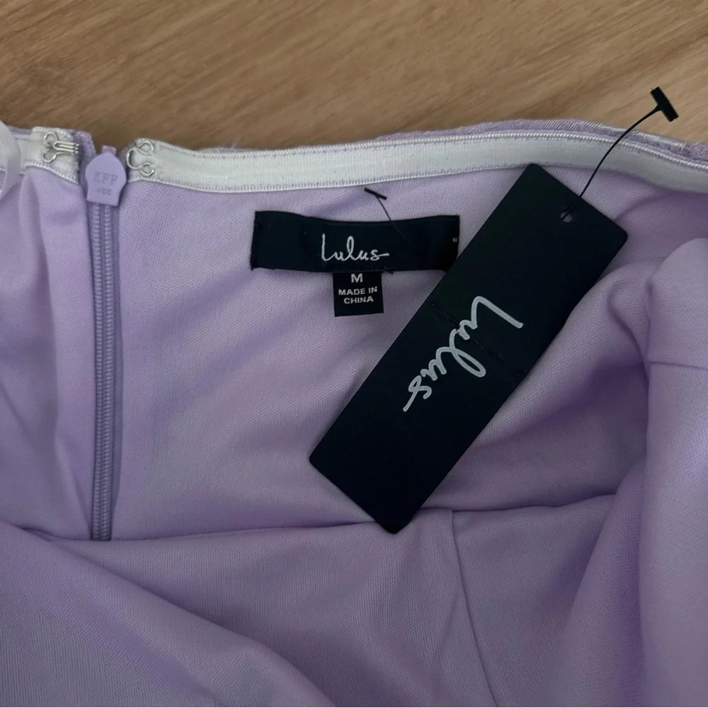 NWT Lulu's Lavender Floral Jacquard Strapless Mini Dress Size M - Picture 9 of 9